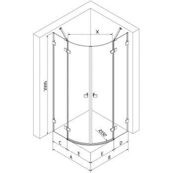 MEXEN/S - Lunar sprchovací kút štvrťkruh krídlový ľavá 100 x 90, transparent, grafit kartáčovaná 833-100L-090P-66-00