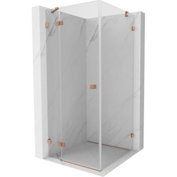 MEXEN/S - Lunar sprchový kút dvere krídlové ľavá 70 x 70, transparent, meď kartáčovaná 834-070-070-65-00-L
