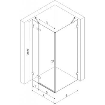 MEXEN/S - Lunar sprchový kút dvere krídlové ľavá 90 x 70, transparent, nikel kartáčovaný 834-090-070-97-00-L