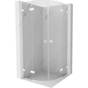 MEXEN/S - Lunar sprchový kút štvrťkruh krídlový 90 x 90, transparent, biela 833-090L-090P-20-00