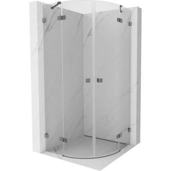 MEXEN/S - Lunar sprchový kút štvrťkruh krídlový 90 x 90, transparent, grafit metal 833-090L-090P-95-00