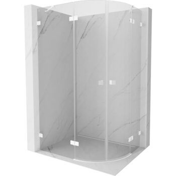 MEXEN/S - Lunar sprchový kút štvrťkruh krídlový ľavá 90 x 70, transparent, biela 833-090L-070P-20-00