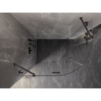 MEXEN/S - Lunar sprchový kút štvrťkruh krídlový ľavá 90 x 80, transparent, grafit metal 833-090L-080P-95-00