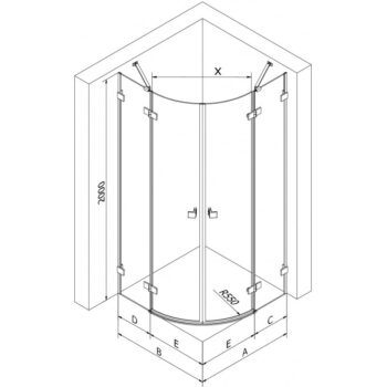 MEXEN/S - Lunar sprchový kút štvrťkruh krídlový pravá 100 x 90, transparent, grafit metal 833-100P-090L-95-00