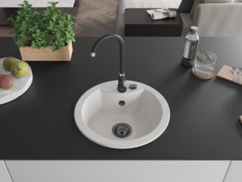 MEXEN/S MEXEN/S - Diego granitový drez 1 488 x 480 mm, biela, + sifón grafit 6512481000-20-B