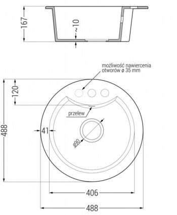 MEXEN/S MEXEN/S - Diego granitový drez 1 488 x 480 mm, biela, + zlatý sifón 6512481000-20-G