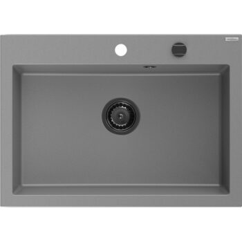 MEXEN/S MEXEN/S - Elix granitový drez 1-miska 700 x 500 mm, sivý, sifón čierna 6526701005-71-B