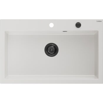 MEXEN/S MEXEN/S - Elix granitový drez 1-miska 800 x 500 mm, biela, sifón čierna 6527801005-20-B