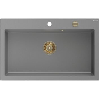 MEXEN/S MEXEN/S - Elix granitový drez 1-miska 800 x 500 mm, sivý, sifón zlatá 6527801005-71-G