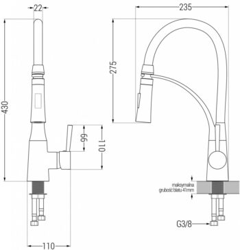 MEXEN/S MEXEN/S - Gaspar granitový drez 1.5 s odkvapkávačom vrátane batérie Aster, čierna 6507-77-73450-07