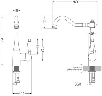 MEXEN/S MEXEN/S - Gaspar granitový drez 1.5 s odkvapkávačom vrátane batérie Carla, čierna/zlatá metalik 6507-75-670700-50
