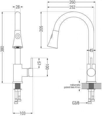 MEXEN/S MEXEN/S - Gaspar granitový drez 1.5 s odkvapkávačom vrátane batérie Elia, čierna/strieborná metalík 6507-73-670101-50