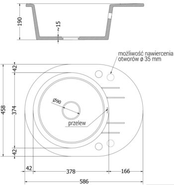 MEXEN/S MEXEN/S - Kevin granitový drez 1 s odkvapkávačom 586x458 mm, béžová, + zlatý sifón 6517581005-69-G