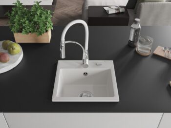 MEXEN/S MEXEN/S - Milo granitový drez 1-miska vrátane batérie Aster, biela 6505-20-73450-02