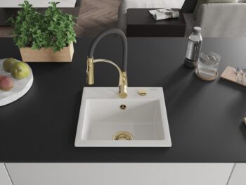 MEXEN/S MEXEN/S - Milo granitový drez 1-miska vrátane batérie Aster, biela 6505-20-73450-57-G