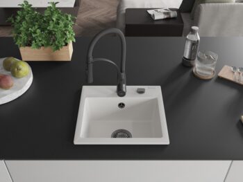 MEXEN/S MEXEN/S - Milo granitový drez 1-miska vrátane batérie Aster, biela 6505-20-73450-70-B