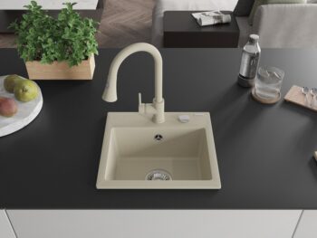 MEXEN/S MEXEN/S - Milo granitový drez 1-miska vrátane batérie Elia, béžová 6505-69-670101-69