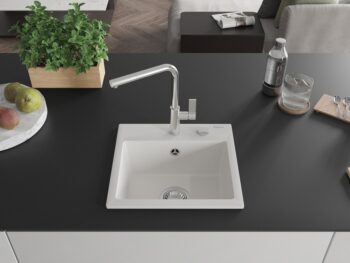 MEXEN/S MEXEN/S - Milo granitový drez 1-miska vrátane batérie Flora, biela 6505-20-670401-00