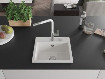 MEXEN/S MEXEN/S - Milo granitový drez 1-miska vrátane batérie Flora, biela 6505-20-670401-02