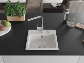 MEXEN/S MEXEN/S - Milo granitový drez 1-miska vrátane batérie Rita, biela 6505-20-670300-00