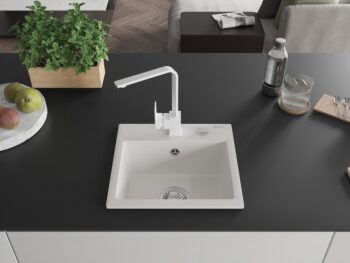 MEXEN/S MEXEN/S - Milo granitový drez 1-miska vrátane batérie Rita, biela 6505-20-670300-20