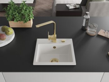 MEXEN/S MEXEN/S - Milo granitový drez 1-miska vrátane batérie Rita, biela 6505-20-670300-50