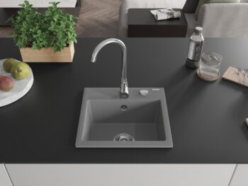 MEXEN/S MEXEN/S - Milo granitový drez 1-miska vrátane batérie Telma, šedá 6505-71-670200-00