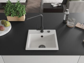 MEXEN/S MEXEN/S - Milo granitový drez vrátane batérie Duero, biela 6505-20-671600-70