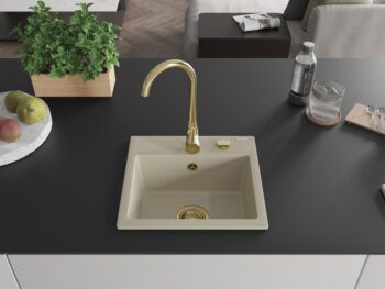 MEXEN/S MEXEN/S - Milo granitový drez vrátane batérie Telma, béžová 6505-69-670200-50