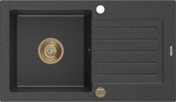 MEXEN/S MEXEN/S - Pablo granitový drez 1 s odkvapkávačom 752 x 436 mm, čierna kropenatá, + zlatý sifón 6510751010-76-G