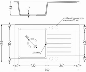 MEXEN/S MEXEN/S - Pablo granitový drez s odkvapkávačom vrátane batérie Telma, čierna 6510-77-670200-70-B