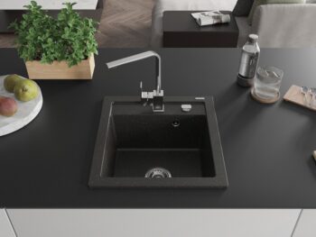 MEXEN/S MEXEN/S - Vito granitový drez 1-miska vrátane batérie Rita, čierna/zlatá metalik 6503-75-670300-00