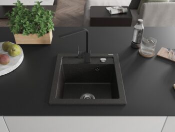 MEXEN/S MEXEN/S - Vito granitový drez 1-miska vrátane batérie Rita, čierna/zlatá metalik 6503-75-670300-70