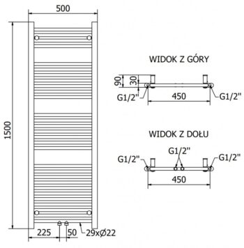 MEXEN/S - Mars radiátor + vykurovacia tyč 1500 x 500 mm, 600 W, antracit W110-1500-500-2600-66