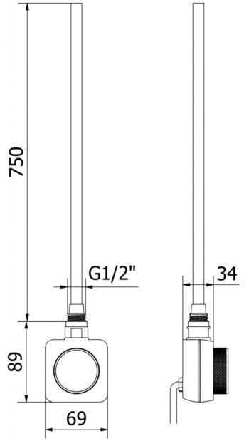MEXEN/S - Mars radiátor + vykurovacia tyč 1800 x 600 mm, 900 W, čierna W110-1800-600-6900-70
