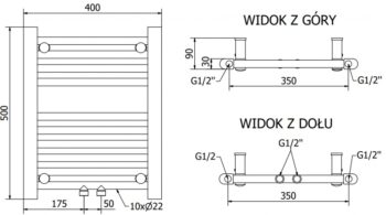 MEXEN/S - Mars radiátor + vykurovacia tyč 500 x 400 mm, 300 W, biela W110-0500-400-2300-20