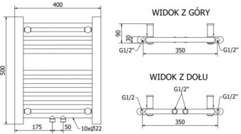 MEXEN/S - Mars radiátor + vykurovacia tyč 500 x 400 mm, 300 W, biela W110-0500-400-6300-20