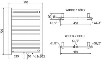 MEXEN/S - Mars radiátor + vykurovacia tyč 700 x 500 mm, 300 W, čierna W110-0700-500-2300-70