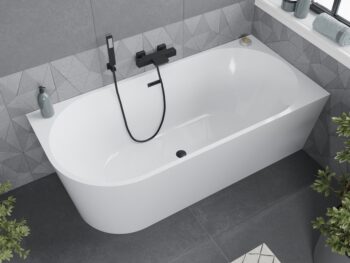 MEXEN/S - Mia vaňa voľne stojaca rohová pravá 170 x 80, biela, sifón a prepad čierna 52691708000P-70