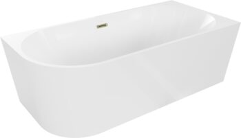 MEXEN/S - Mia vaňa voľne stojaca rohová pravá 170 x 80, biela, sifón a prepad zlatá 52691708000P-50