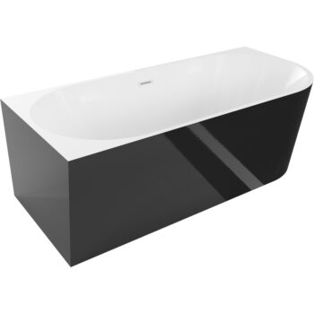 MEXEN/S - Mia voľne stojaca rohová vaňa ľavá 160 x 80, biela/čierna, sifón a prepad biela 52691608075L-20
