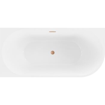 MEXEN/S - Mia voľne stojaca rohová vaňa ľavá 160 x 80, biela/čierna, sifón a prepad meď kartáčovaná 52691608075L-65
