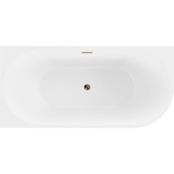 MEXEN/S - Mia voľne stojaca rohová vaňa ľavá 160 x 80, biela/čierna, sifón a prepad ružové zlato 52691608075L-60