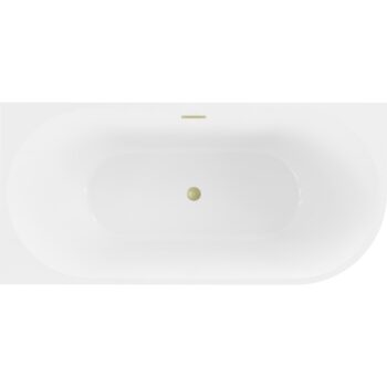 MEXEN/S - Mia voľne stojaca rohová vaňa ľavá 160 x 80, biela/čierna, sifón a prepad zlatá kartáčovaná 52691608075L-55
