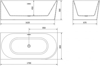 MEXEN/S - Mia voľne stojaca rohová vaňa ľavá 170 x 80, biela/čierna, sifón a prepad kartáčované zlato 52691708075L-55