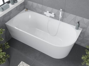 MEXEN/S - Mia voľne stojaca rohová vaňa ľavá 180 x 80, biela, sifón a prepad biela 52691808000L-20