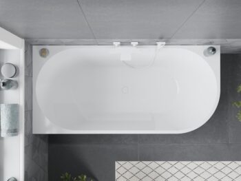 MEXEN/S - Mia voľne stojaca rohová vaňa ľavá 180 x 80, biela, sifón a prepad biela 52691808000L-20