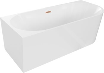 MEXEN/S - Mia voľne stojaca rohová vaňa ľavá 180 x 80, biela, sifón a prepad meď kartáčovaná 52691808000L-65