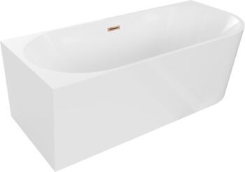 MEXEN/S - Mia voľne stojaca rohová vaňa ľavá 180 x 80, biela, sifón a prepad ružové zlato 52691808000L-60