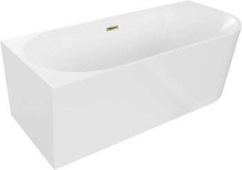 MEXEN/S - Mia voľne stojaca rohová vaňa ľavá 180 x 80, biela, sifón a prepad zlatá 52691808000L-50